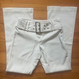 2000s Belted Low Rise Flare Tan Trousers Vintage Size 5 Office Siren Y2k